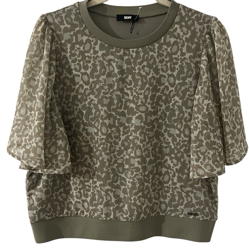DKNY Women's Animal Print Sweatshirt - Olive. Sz/M